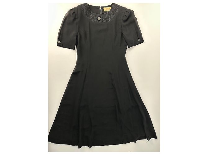 Vintage Chloé Kleid mit Spitzenbesatz Schwarz 7AR - Ansicht 4