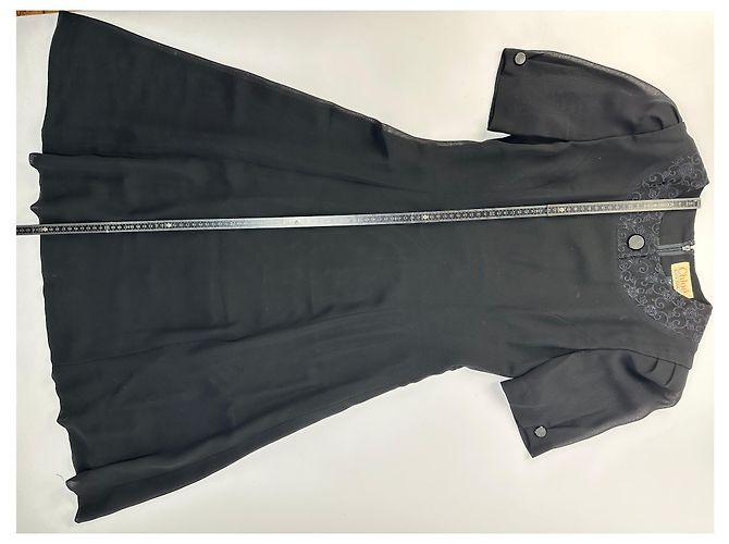 Vintage Chloé Kleid mit Spitzenbesatz Schwarz 7AR - Ansicht 7