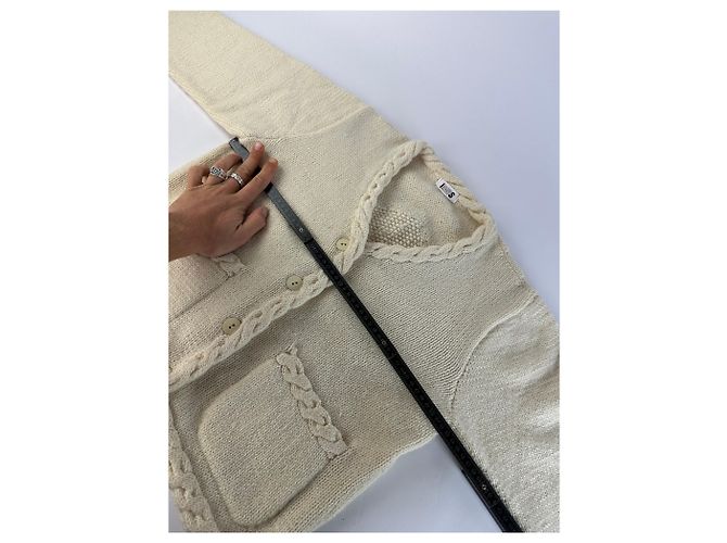 Vintage Issey Miyake Wollstrick-Cardigan Cream S - Ansicht 10