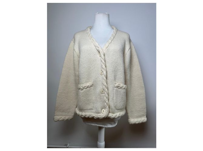 Vintage Issey Miyake Wollstrick-Cardigan Cream S - Ansicht 14