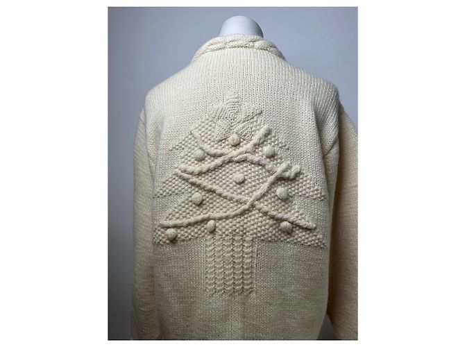 Vintage Issey Miyake Wollstrick-Cardigan Cream S - Ansicht 15