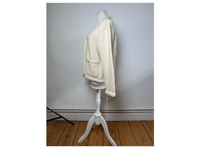 Vintage Issey Miyake Wollstrick-Cardigan Cream S - Ansicht 2