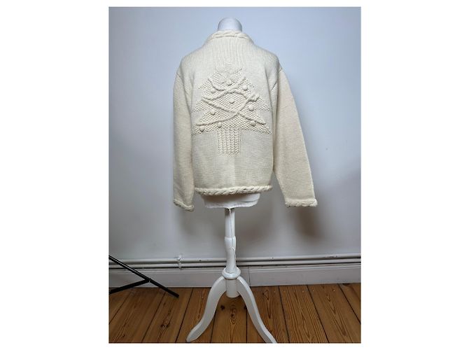 Vintage Issey Miyake Wollstrick-Cardigan Cream S - Ansicht 3