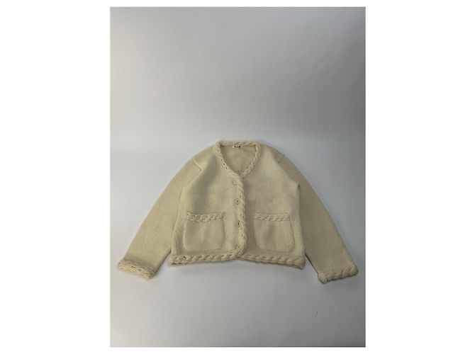 Vintage Issey Miyake Wollstrick-Cardigan Cream S - Ansicht 4