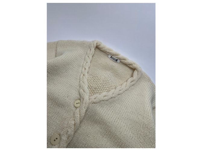 Vintage Issey Miyake Wollstrick-Cardigan Cream S - Ansicht 5