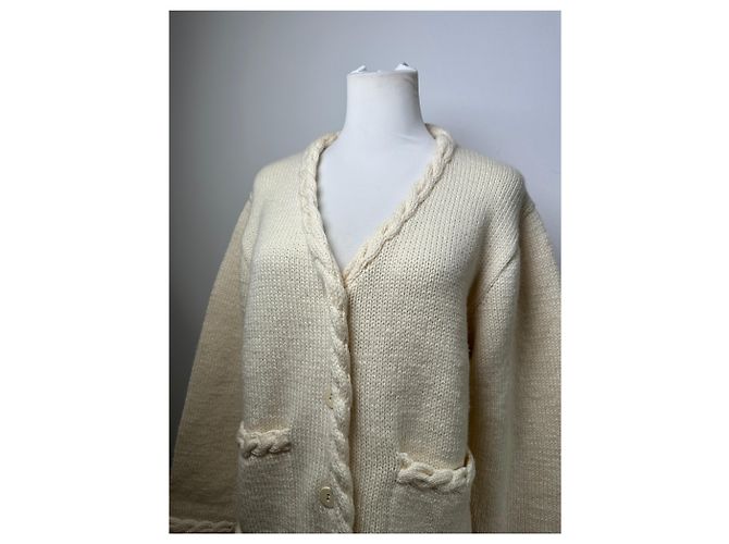 Vintage Issey Miyake Wollstrick-Cardigan Cream S - Ansicht 7
