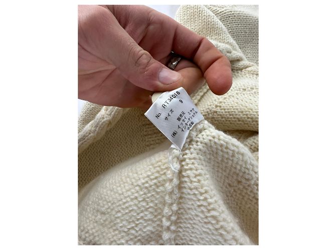 Vintage Issey Miyake Wollstrick-Cardigan Cream S - Ansicht 9