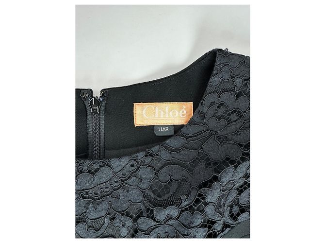 Vintage Chloé Kleid mit schwarzem Spitzen-Overlay L - Ansicht 4