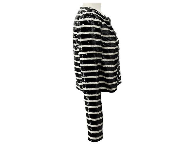 Veronica Beard Black / White Sequin Stripe Mickey Jacket - view 2