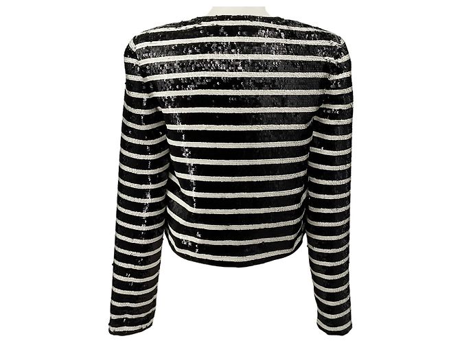 Veronica Beard Black / White Sequin Stripe Mickey Jacket - view 3