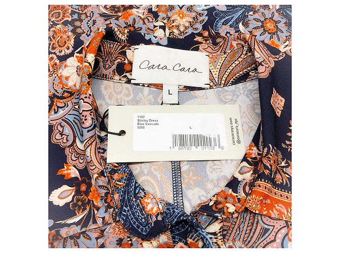 Autre Marque Cara Cara Blue Cascade Paisley Ruched Shirley Kleid - Ansicht 4