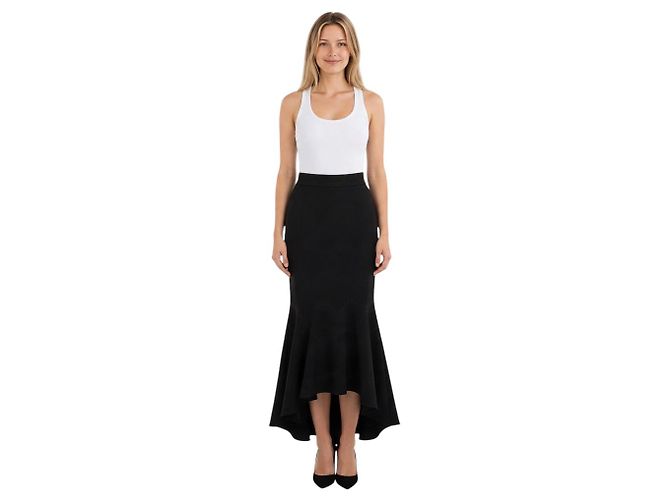 Alexandre Vauthier schwarzer High-Waisted High-Low Maxi-Rock aus Krepp mit ausgestelltem Saum - Ansicht 6