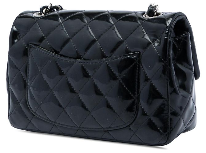 Chanel Mini Rectangular Classic Patent Single Flap Crossbody Bag Schwarz - Ansicht 2