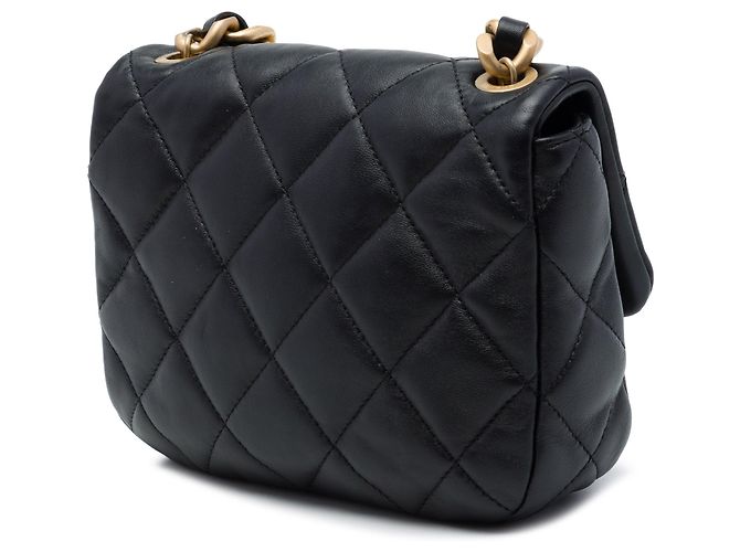 Borsa a tracolla Chanel Mini Quilted Lambskin con catena laccata nera - vista 2