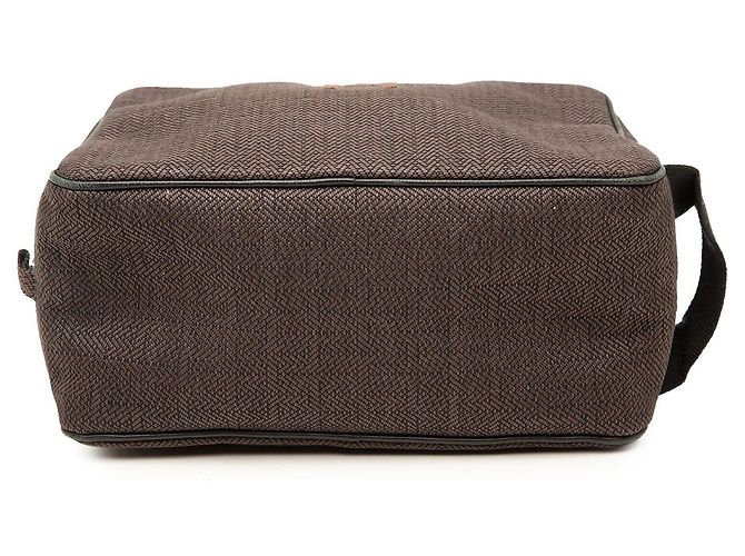 Pouch Hermès Globe Trotter MM in tela marrone - vista 3