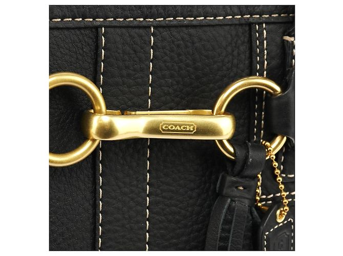 Coach Borsa Tote Hamptons in pelle martellata nera F10213 - vista 5