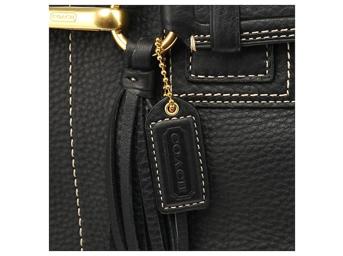 Coach Borsa Tote Hamptons in pelle martellata nera F10213 - vista 6