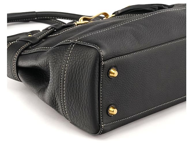 Coach Borsa Tote Hamptons in pelle martellata nera F10213 - vista 7
