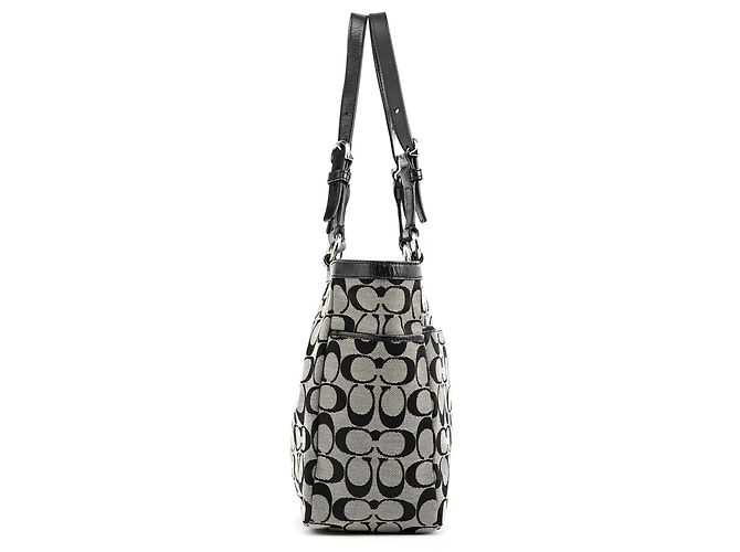 Coach Borsa Tote F17726 Grey Black Signature Canvas - vista 2