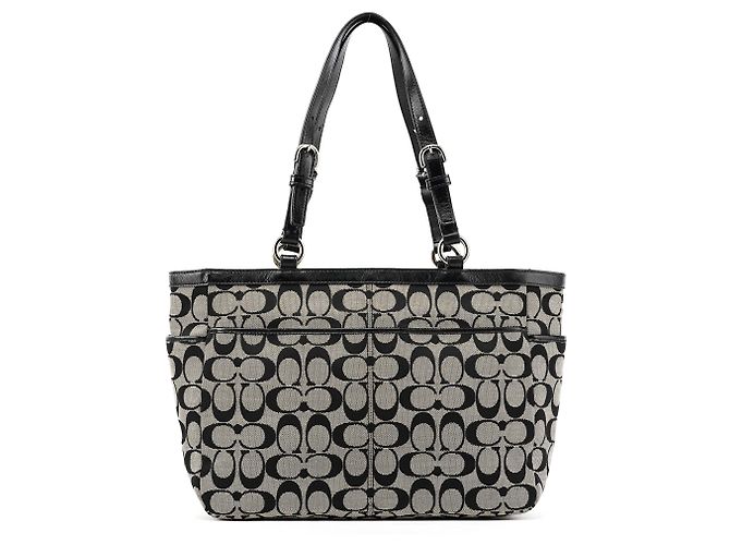 Coach Borsa Tote F17726 Grey Black Signature Canvas - vista 3