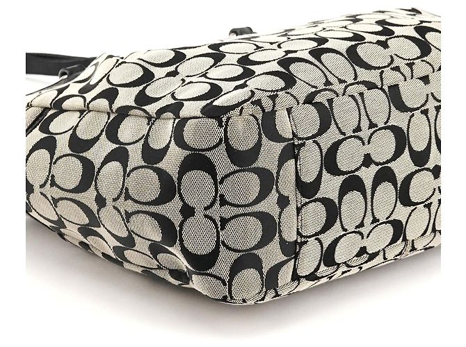 Coach Borsa Tote F17726 Grey Black Signature Canvas - vista 7