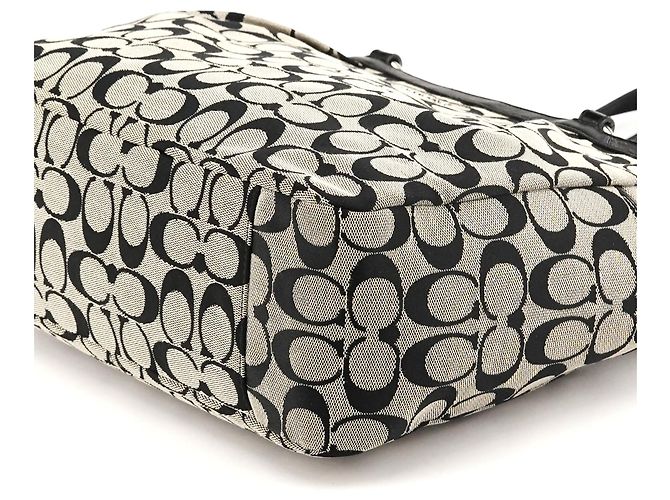 Coach Borsa Tote F17726 Grey Black Signature Canvas - vista 8
