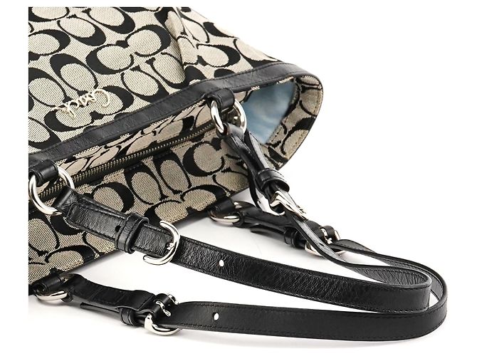 Coach Borsa Tote F17726 Grey Black Signature Canvas - vista 9