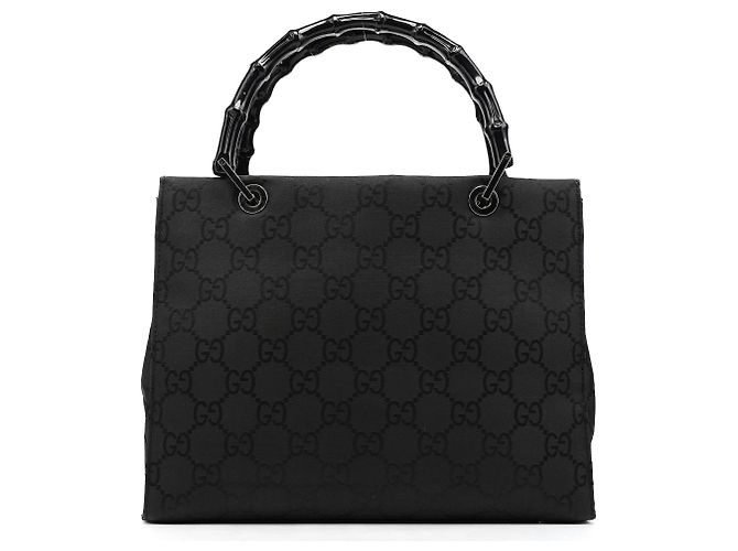 Gucci Borsa Tote Diana Bamboo 001 1016 in nylon GG nero - vista 3