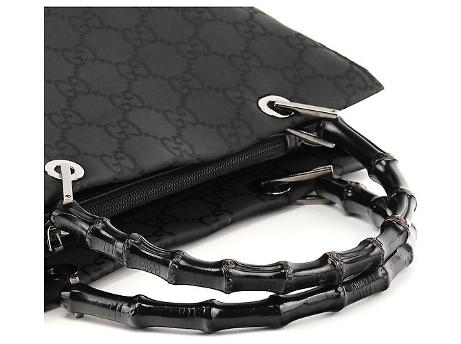 Gucci Borsa Tote Diana Bamboo 001 1016 in nylon GG nero - vista 8