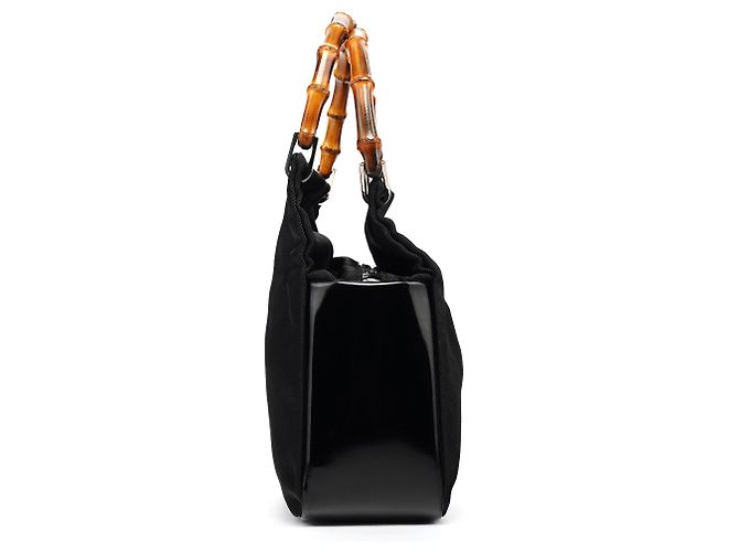 Bamboo Gucci 000 0166 Borsa in nylon nero con manico in bambù - vista 2