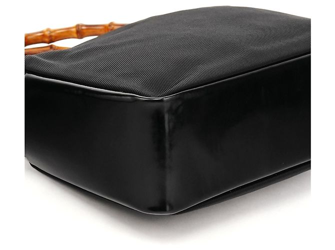 Bamboo Gucci 000 0166 Borsa in nylon nero con manico in bambù - vista 8