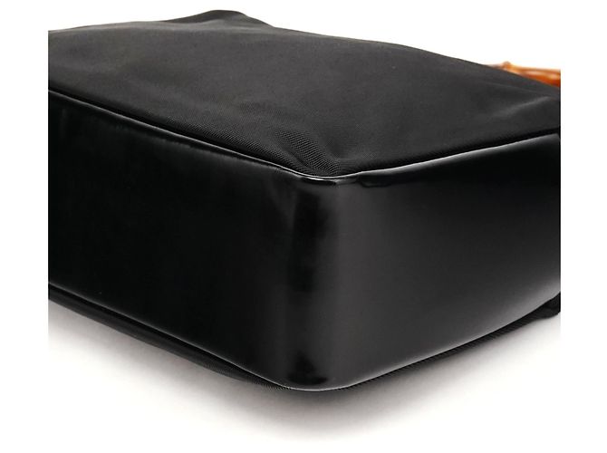 Bamboo Gucci 000 0166 Borsa in nylon nero con manico in bambù - vista 9