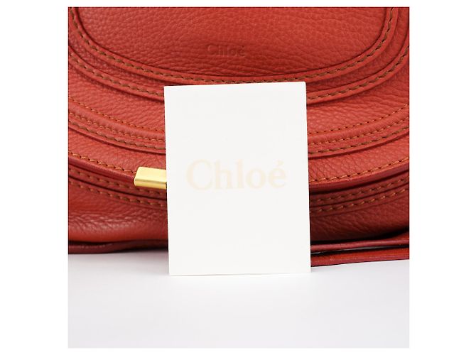 Chloé Borsa a tracolla Marcie in pelle rosso pallido - vista 17