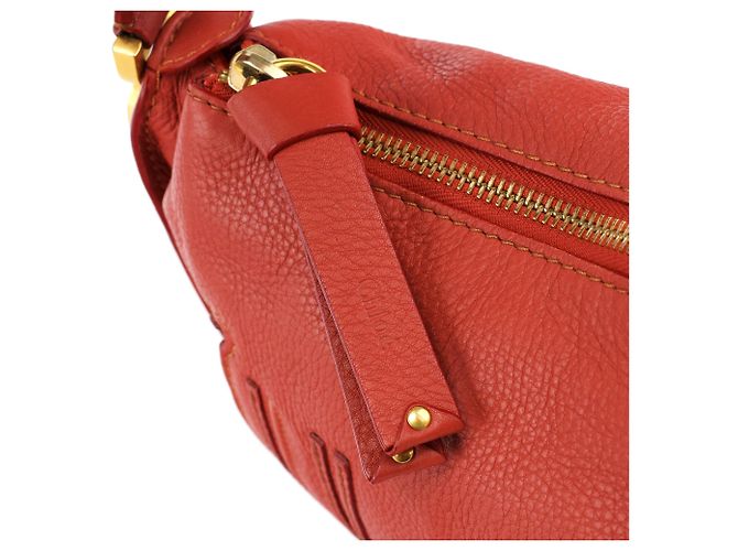 Chloé Borsa a tracolla Marcie in pelle rosso pallido - vista 9