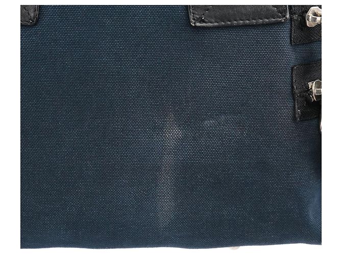 Chloé Navy Canvas Tote Bag mit silbernem Logo - Ansicht 10