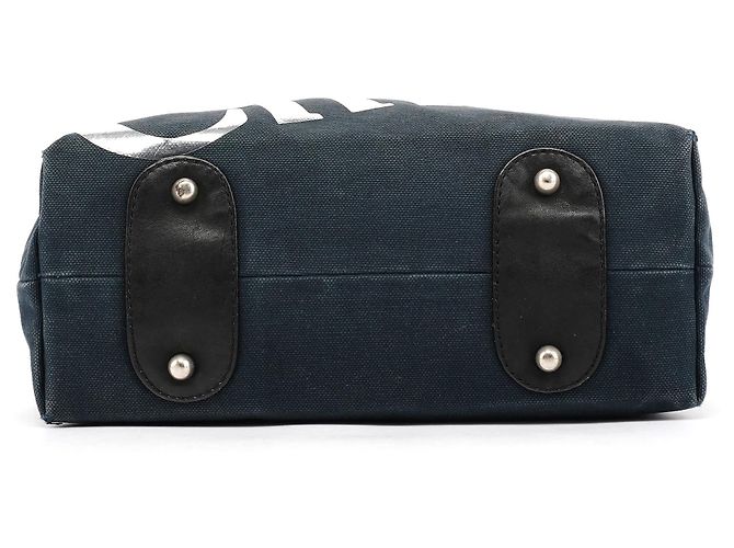 Chloé Navy Canvas Tote Bag mit silbernem Logo - Ansicht 4