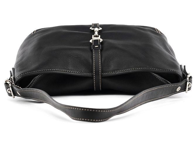 Coach Borsa a Tracolla Hobo 9266 in Pelle Nera con Clip - vista 4