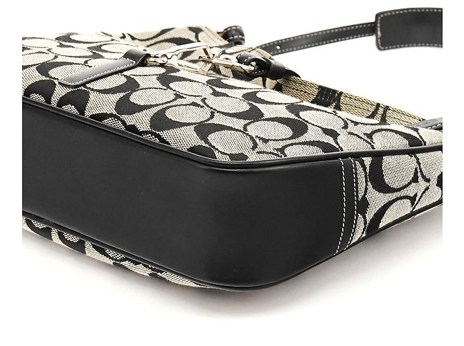 Coach Borsa a Tracolla Hobo 6091 Grey Black Signature Clip - vista 9