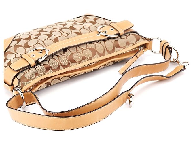 Coach F07077 Borsa Soho 2-Way in tela Signature Beige Tan - vista 11