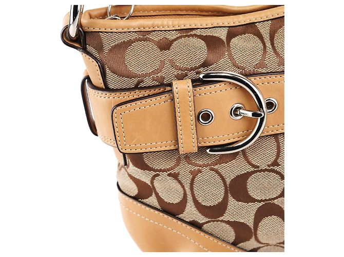 Coach F07077 Borsa Soho 2-Way in tela Signature Beige Tan - vista 13