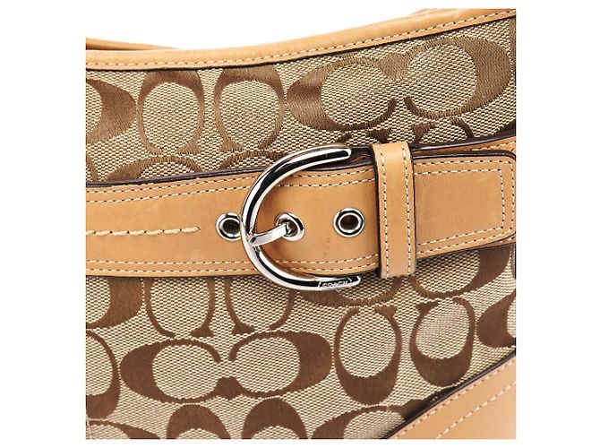 Coach F07077 Borsa Soho 2-Way in tela Signature Beige Tan - vista 7
