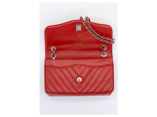 Chanel Leo / Lion Head Flap 25 cm rosso – Pelle di Agnello – Hardware Argento – Serie 14 - vista 10
