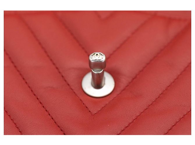 Chanel Leo / Lion Head Flap 25 cm rosso – Pelle di Agnello – Hardware Argento – Serie 14 - vista 12
