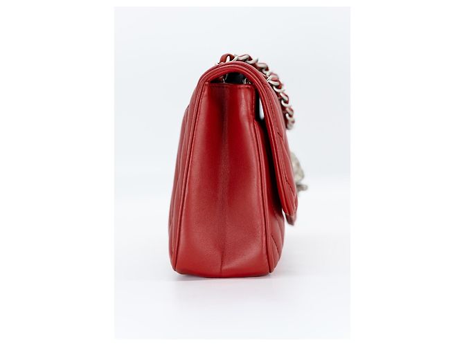 Chanel Leo / Lion Head Flap 25 cm rosso – Pelle di Agnello – Hardware Argento – Serie 14 - vista 3
