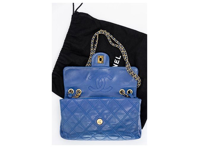 Timeless Borsa a tracolla Chanel Quilted Single Flap Blau – Double Chain – Gold Hardware - vista 11