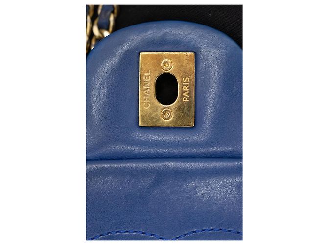 Timeless Borsa a tracolla Chanel Quilted Single Flap Blau – Double Chain – Gold Hardware - vista 12