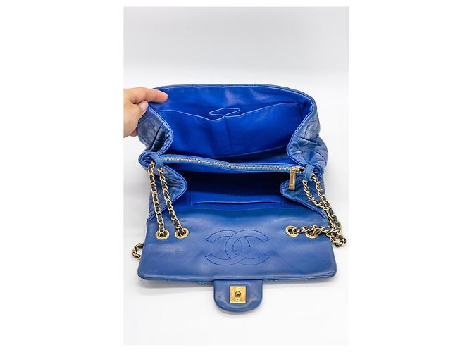 Timeless Borsa a tracolla Chanel Quilted Single Flap Blau – Double Chain – Gold Hardware - vista 14