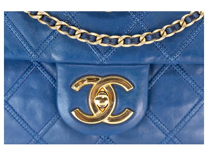 Timeless Borsa a tracolla Chanel Quilted Single Flap Blau – Double Chain – Gold Hardware - vista 3