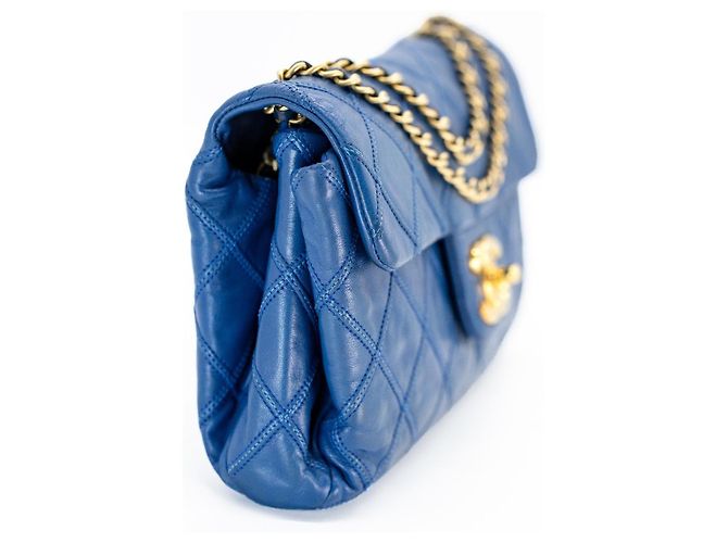 Timeless Borsa a tracolla Chanel Quilted Single Flap Blau – Double Chain – Gold Hardware - vista 4
