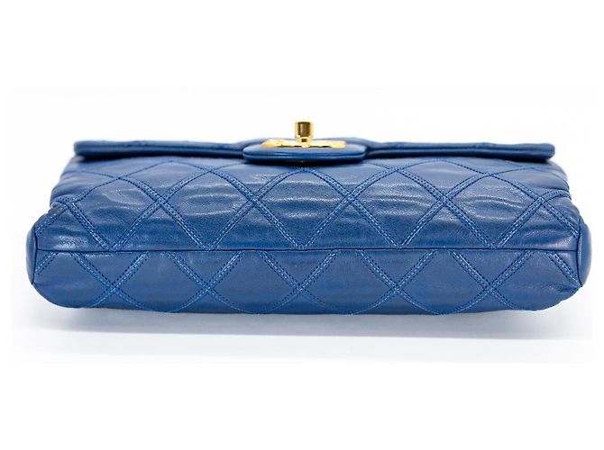 Timeless Borsa a tracolla Chanel Quilted Single Flap Blau – Double Chain – Gold Hardware - vista 8